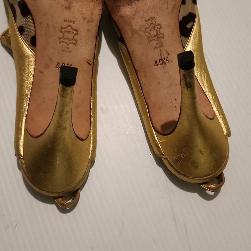 Vintage Manolo blanick leather animal print Slingback sandals - Picture 8 of 13